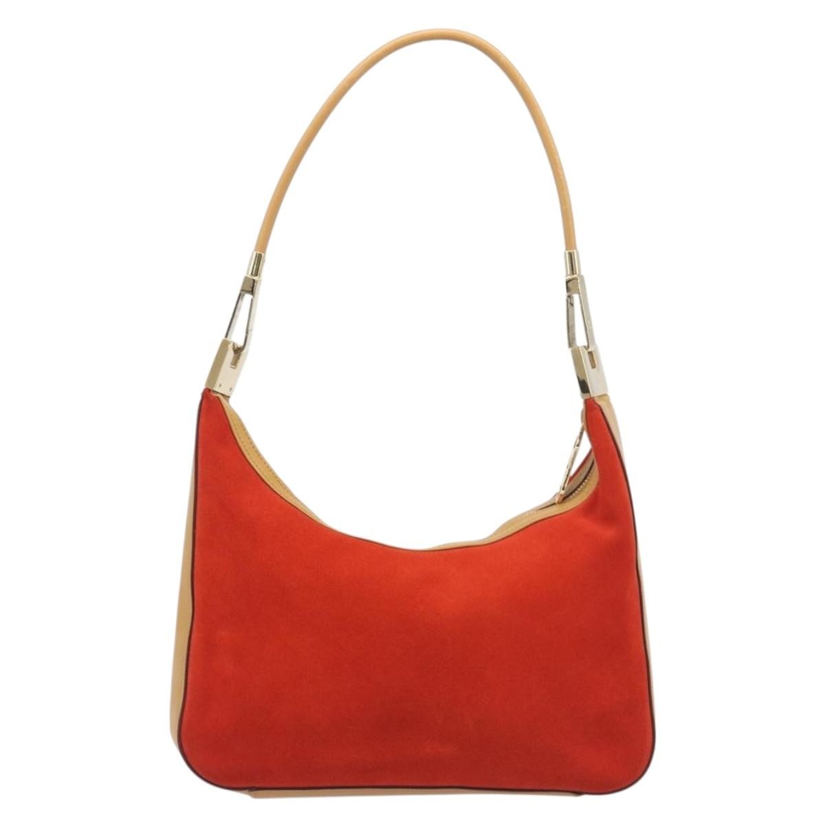 Gucci Vintage Zip Hobo Leather & Suede Red Suede Shoulder Bag Bag (Pre-Owned)