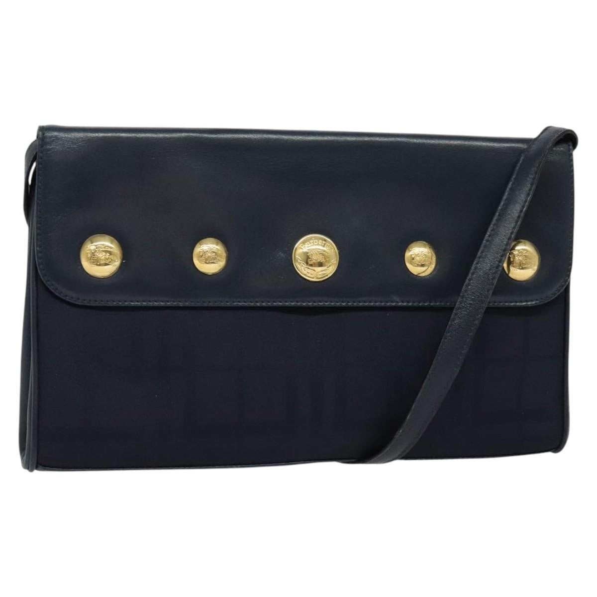 Burberry Flap Shoulder Canvas Navy Canvas Shoulder Bag Bag (Pre-Owned)