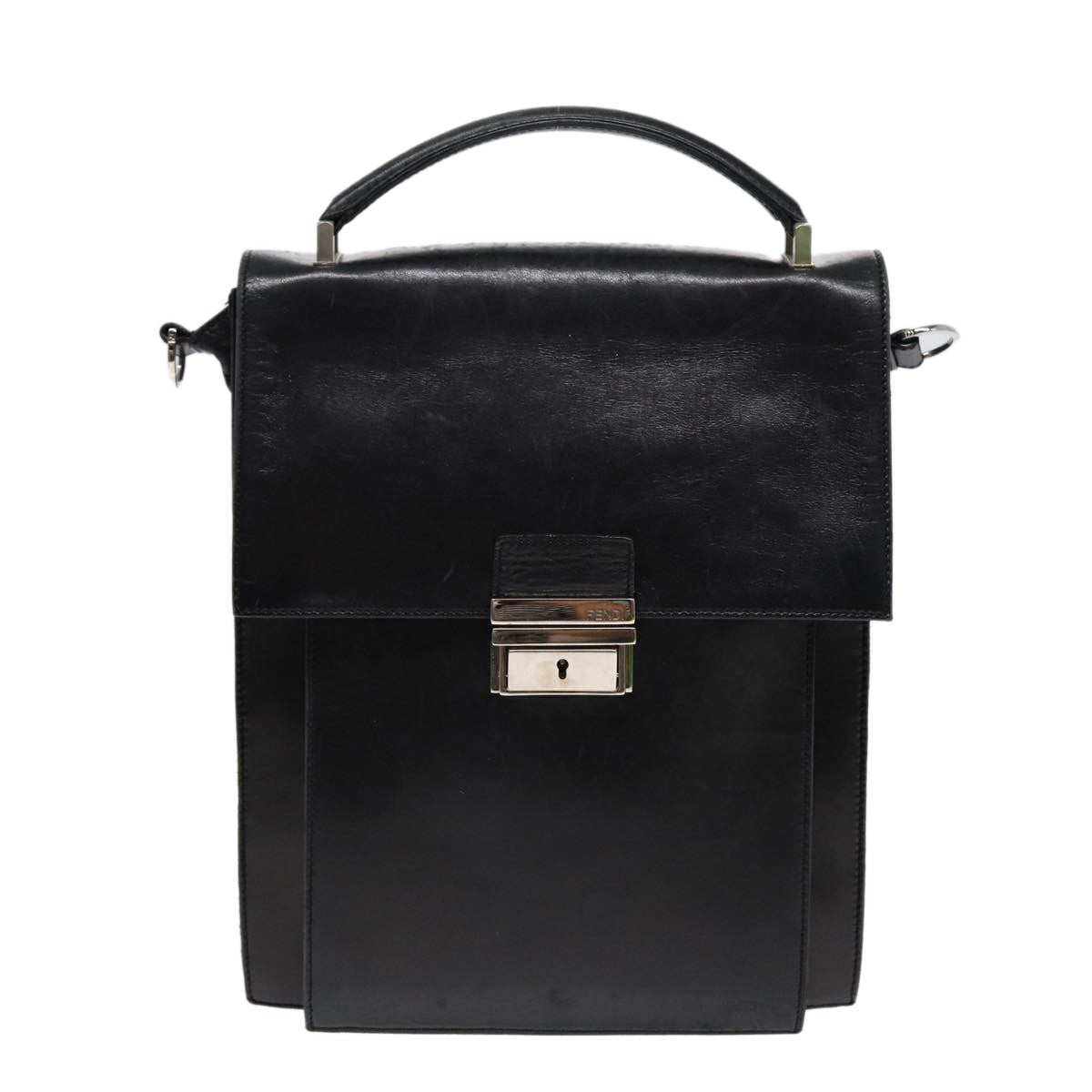 Fendi Vintage Leather Black Leather Handbag (Pre-Owned)