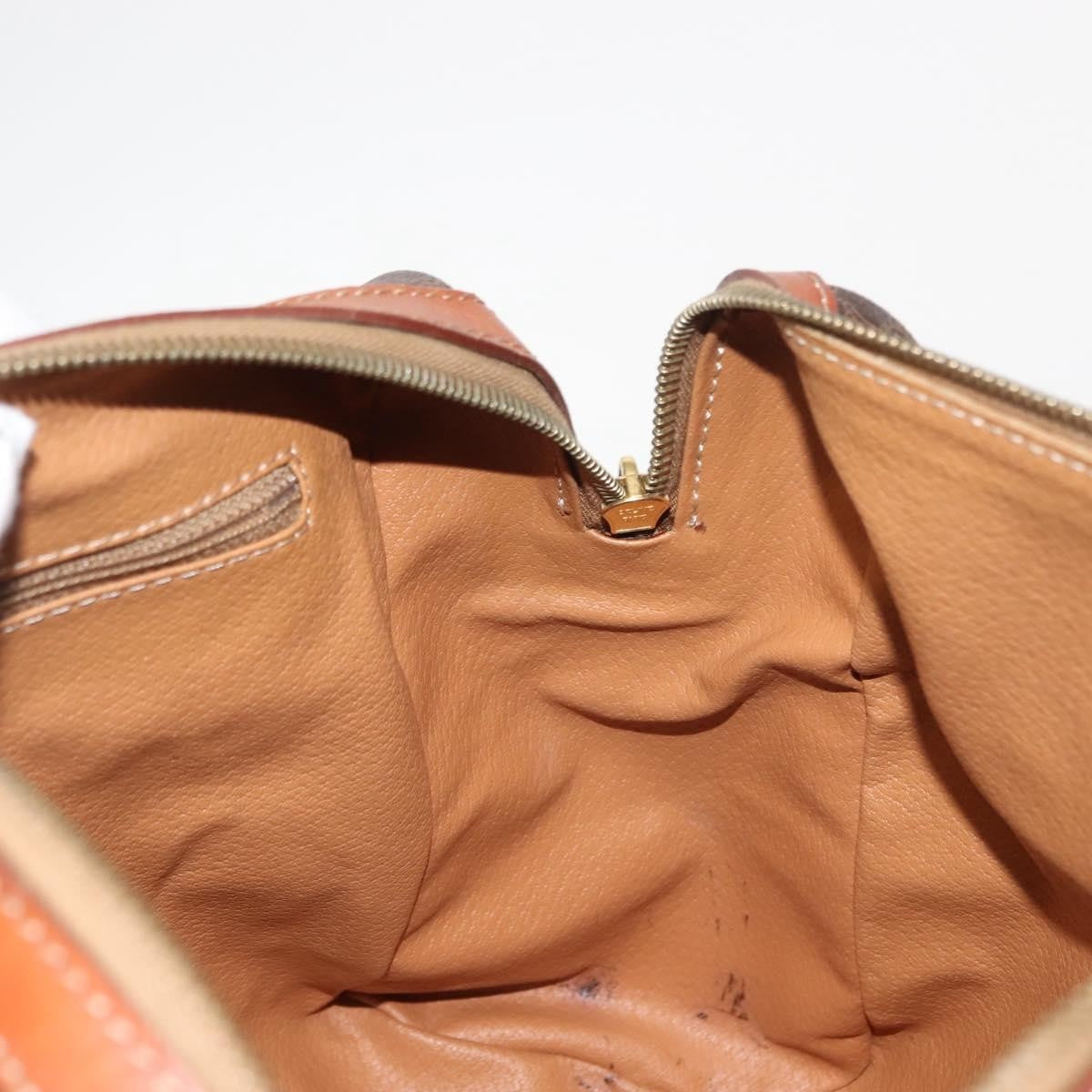 Celine Vintage Macadam Canvas And Leather Brown Canvas Handbag (Pre-Owned)