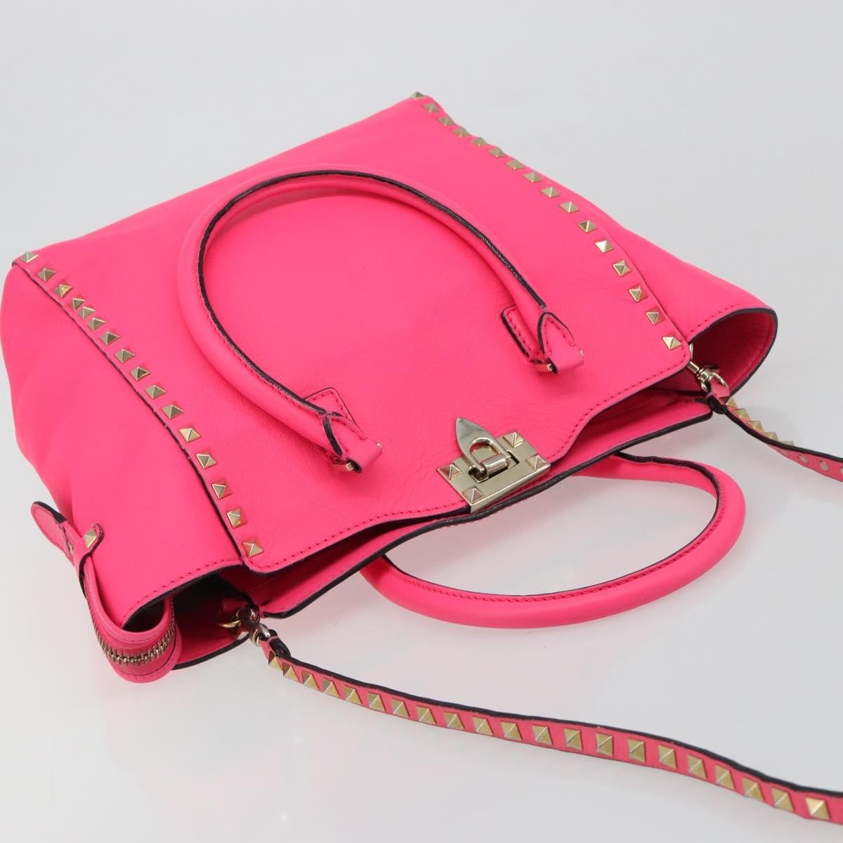 Valentino Garavani Rockstud Tote Soft Leather Pink Leather Tote Bag Bag (Pre-Owned)
