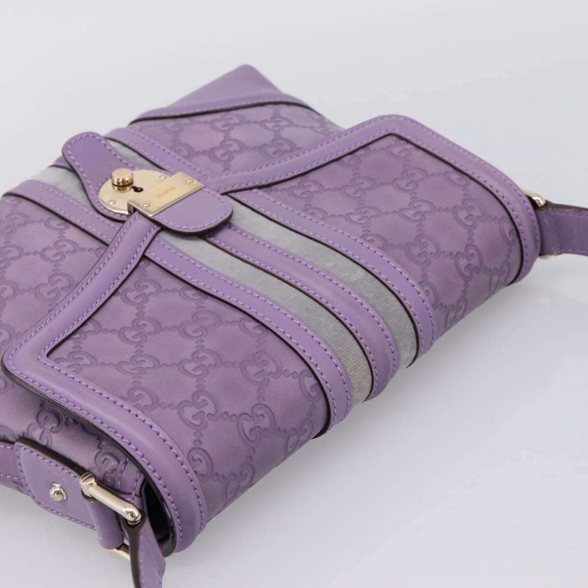Gucci Web Flap Guccissima Purple Leather Shoulder Bag Bag (Pre-Owned)