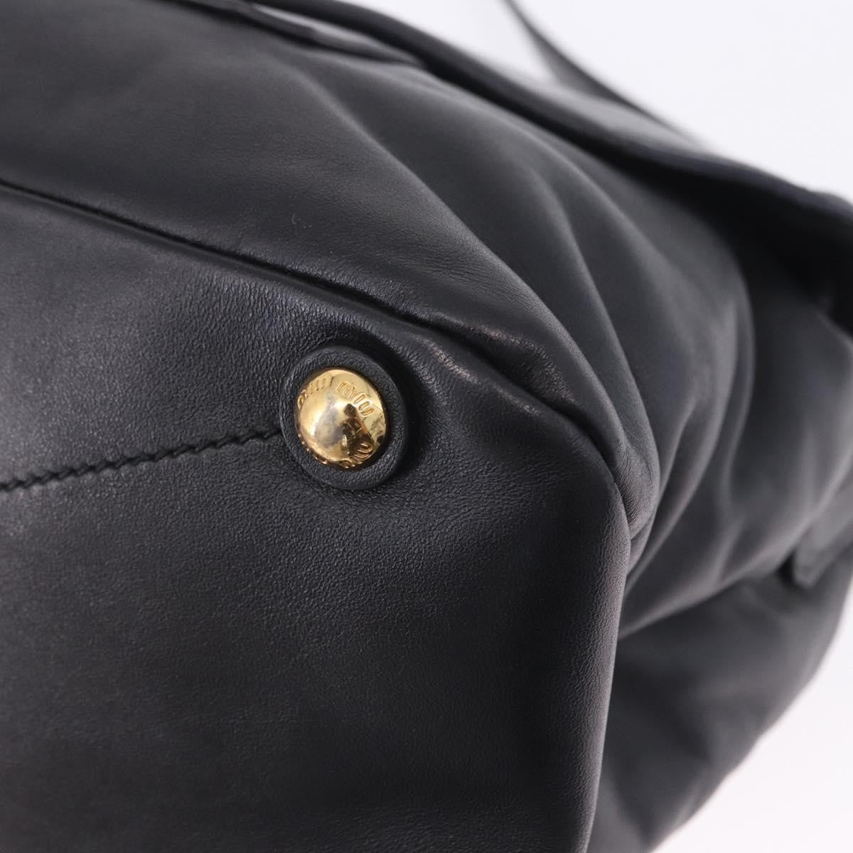 Miu Miu Convertible Flap Top Handle Vitello Soft Black Leather Handbag (Pre-Owned)