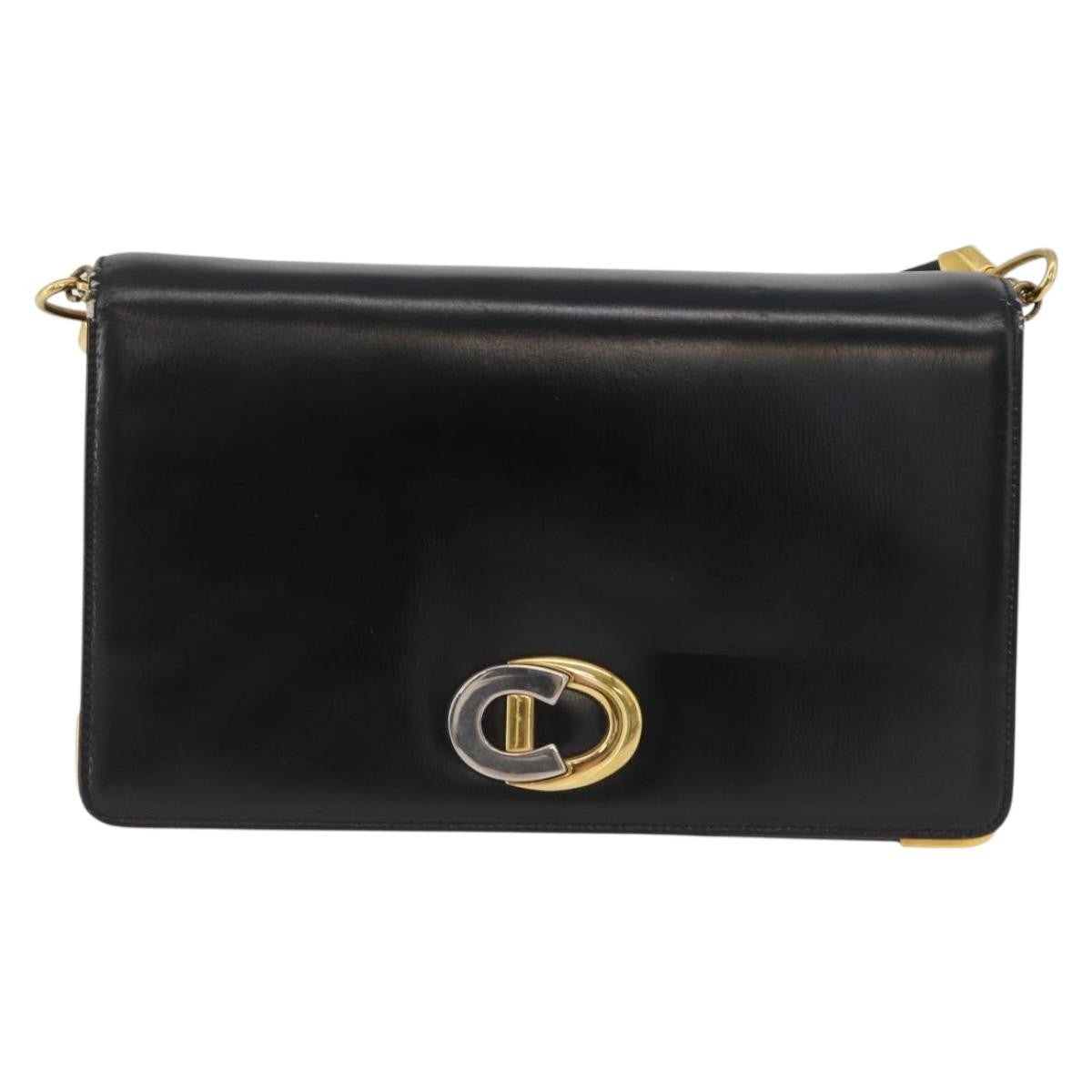 Christian Dior Cd Shoulder Bag Leather Black Calfskin Shoulder Bag Bag (Pre-Owned)