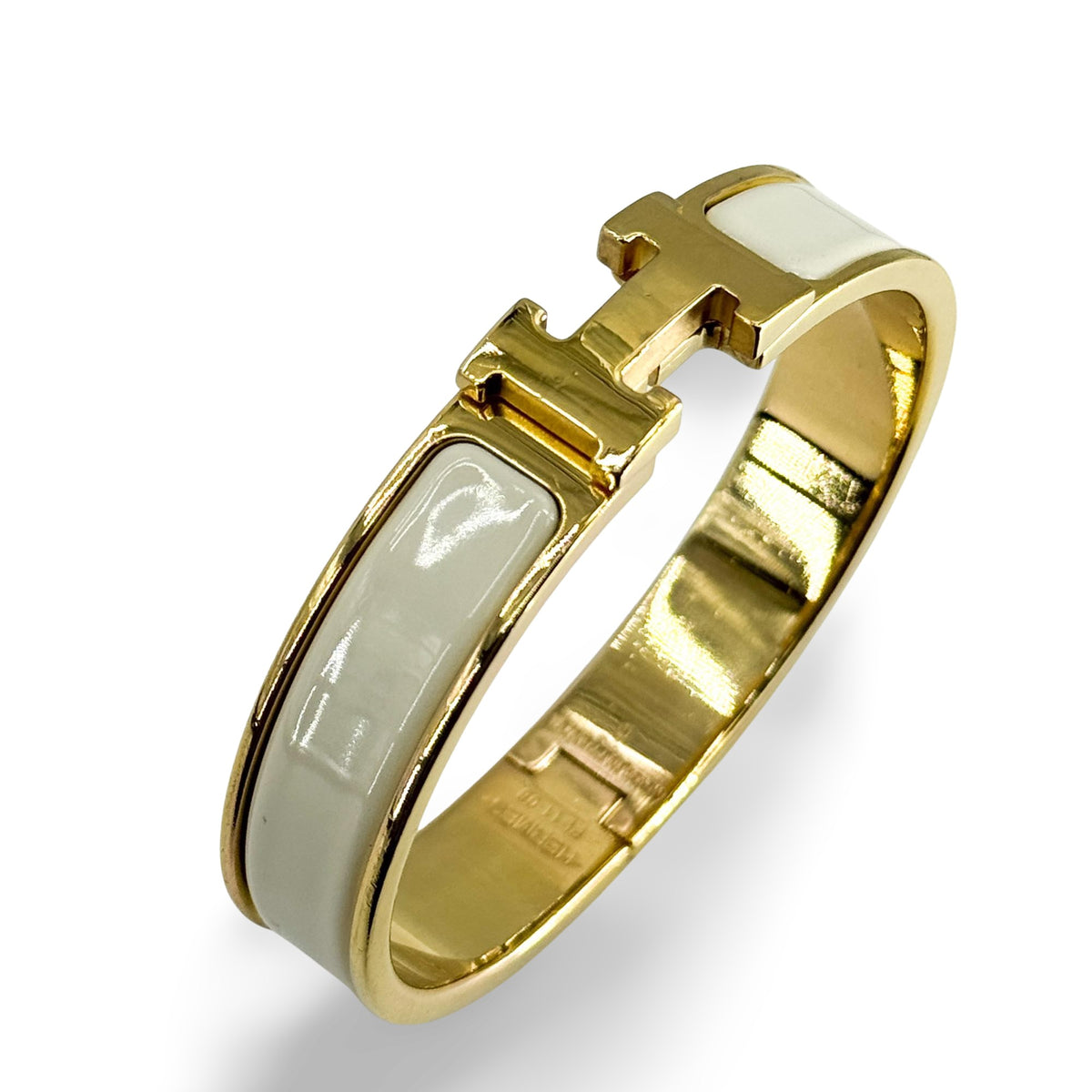 Hermes Clic H Fusion Enamel Gold Metal Bracelet Jewelry (Pre-Owned)