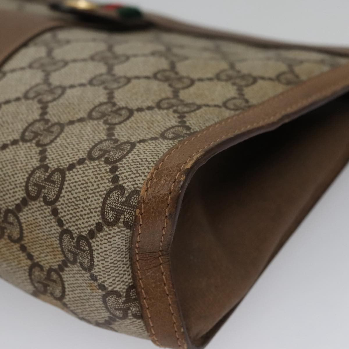 Gucci Sherry Line Canvas Beige Canvas Clutche & Pouche Bag (Pre-Owned)