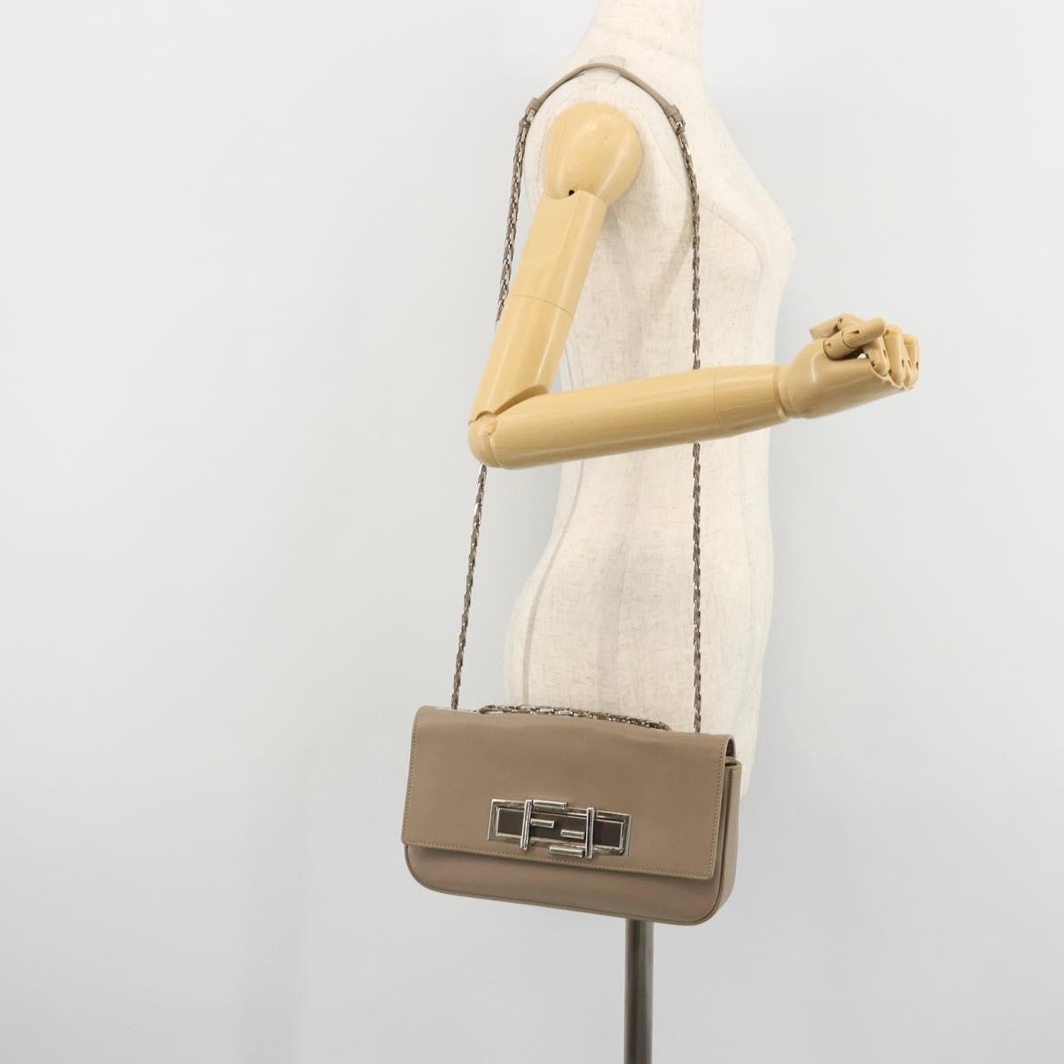 Fendi 3Baguette Convertible Calfskin Beige Leather Crossbody Bag Bag (Pre-Owned)