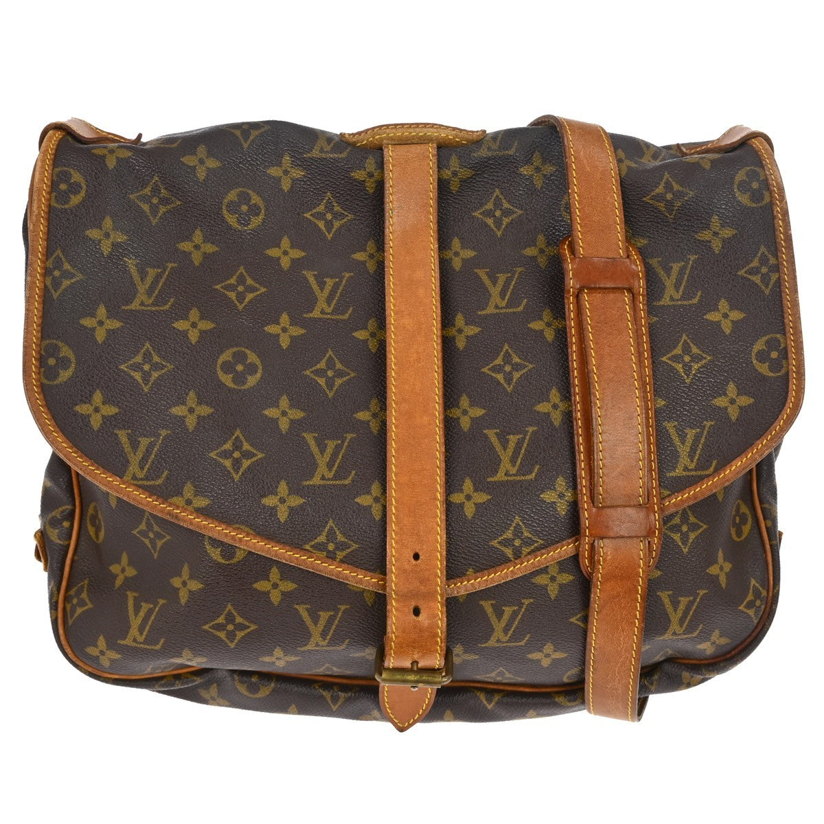 Louis Vuitton Saumur Monogram Brown Canvas Shoulder Bag Bag (Pre-Owned)