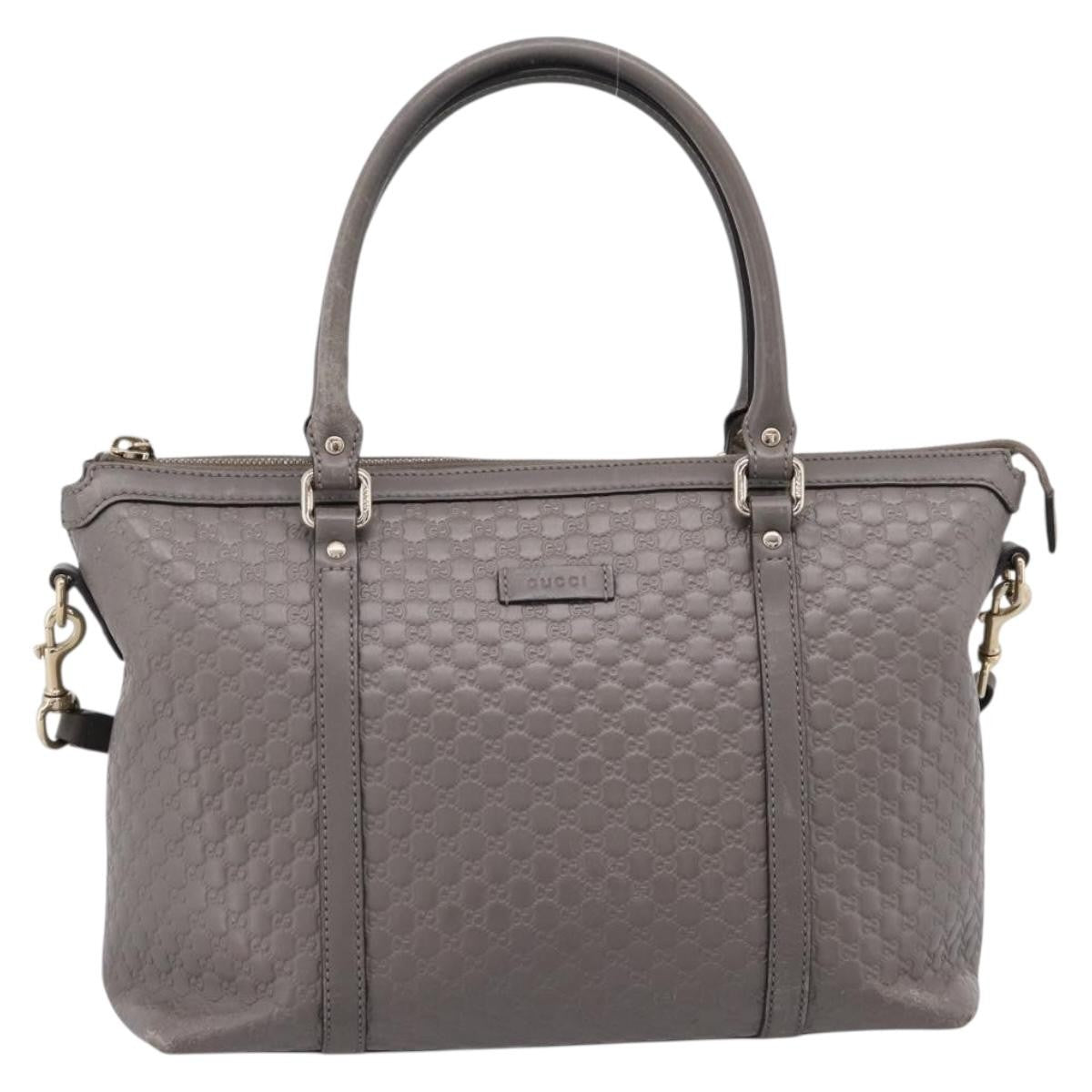 Gucci Margaux Microguccissima Leather Gray Leather Tote Bag Bag (Pre-Owned)