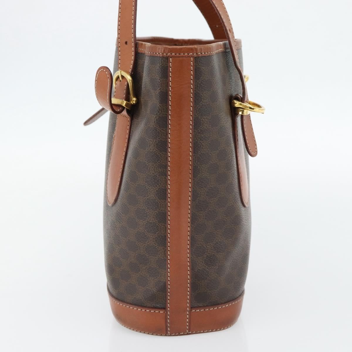 Celine Vintage Macadam Canvas And Leather Brown Canvas Tote Bag Bag (Pre-Owned)