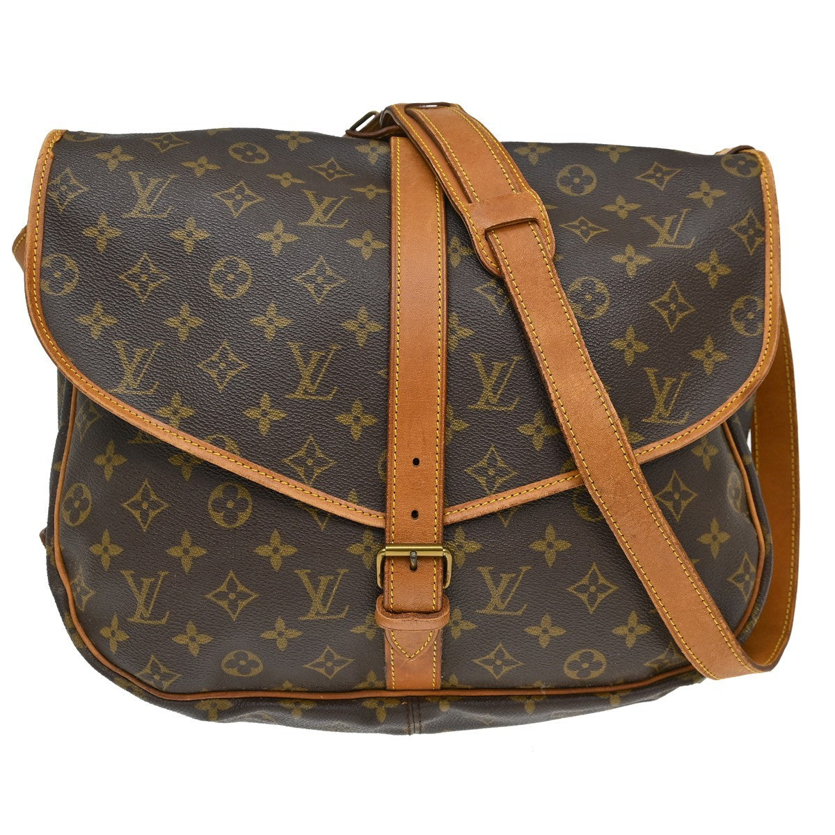 Louis Vuitton Saumur Monogram Canvas Brown Canvas Shoulder Bag Bag (Pre-Owned)