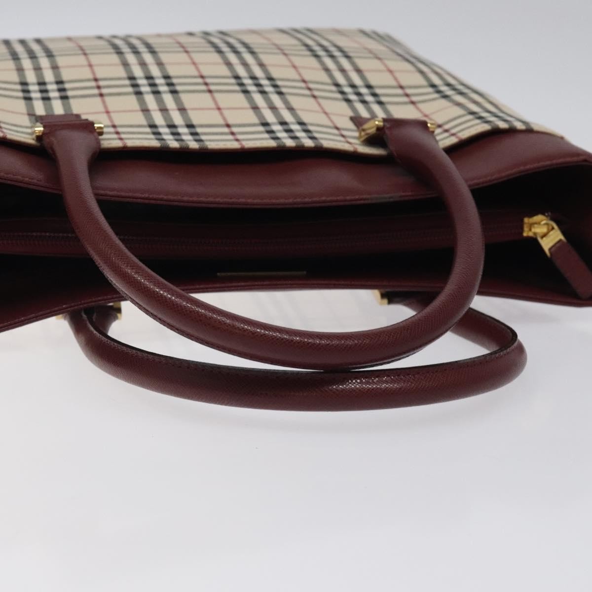 Burberry Nova Check Tote Canvas And Leather Beige Canvas Tote Bag Bag (Pre-Owned)