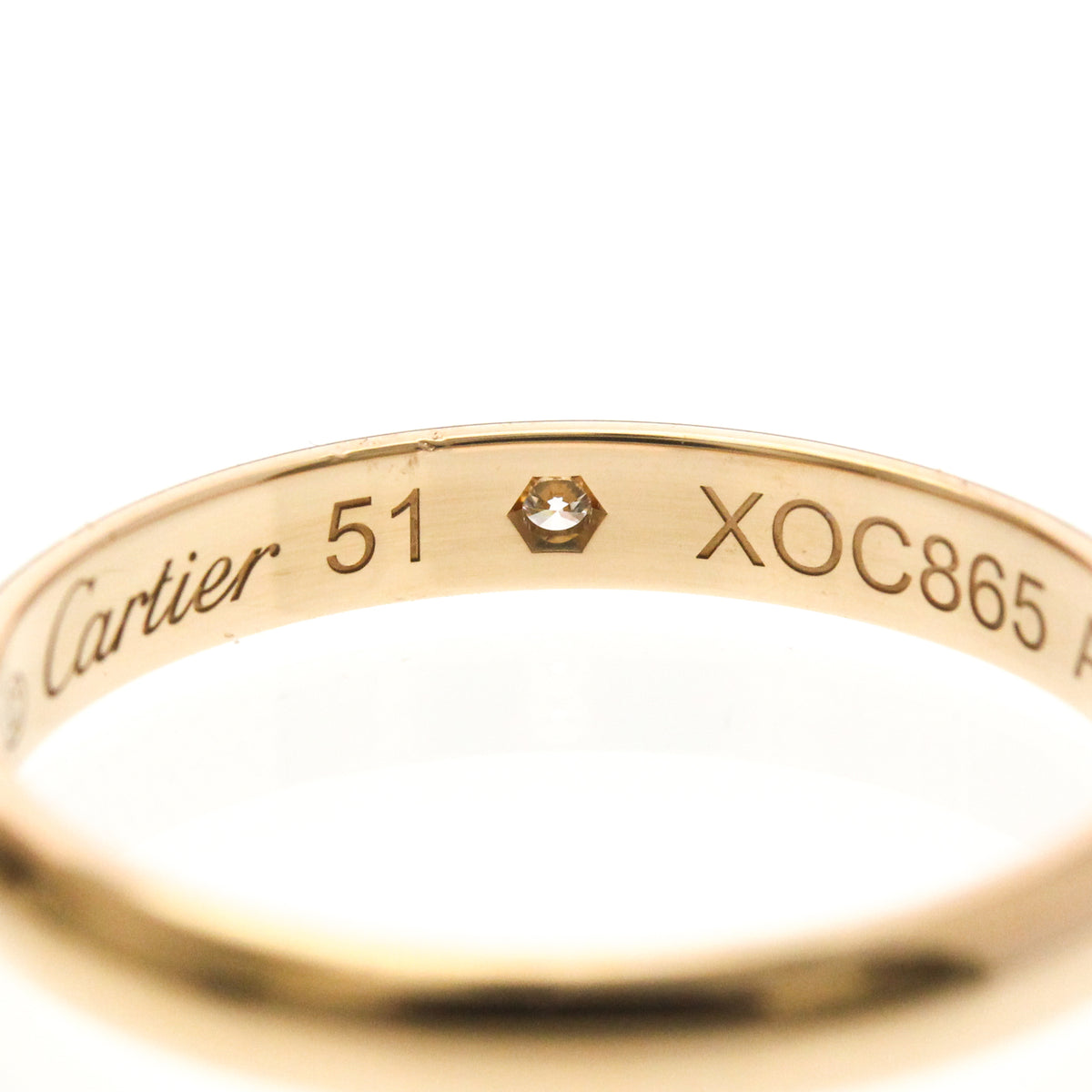 Cartier 1895 Wedding Band 18K Rose Gold With Diamond Gold Pink_Gold Ring Jewelry (Pre-Owned)