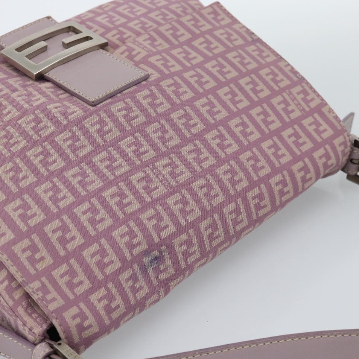 Fendi Mamma Baguette Zucca Jacquard Velvet Pink Canvas Shoulder Bag Bag (Pre-Owned)