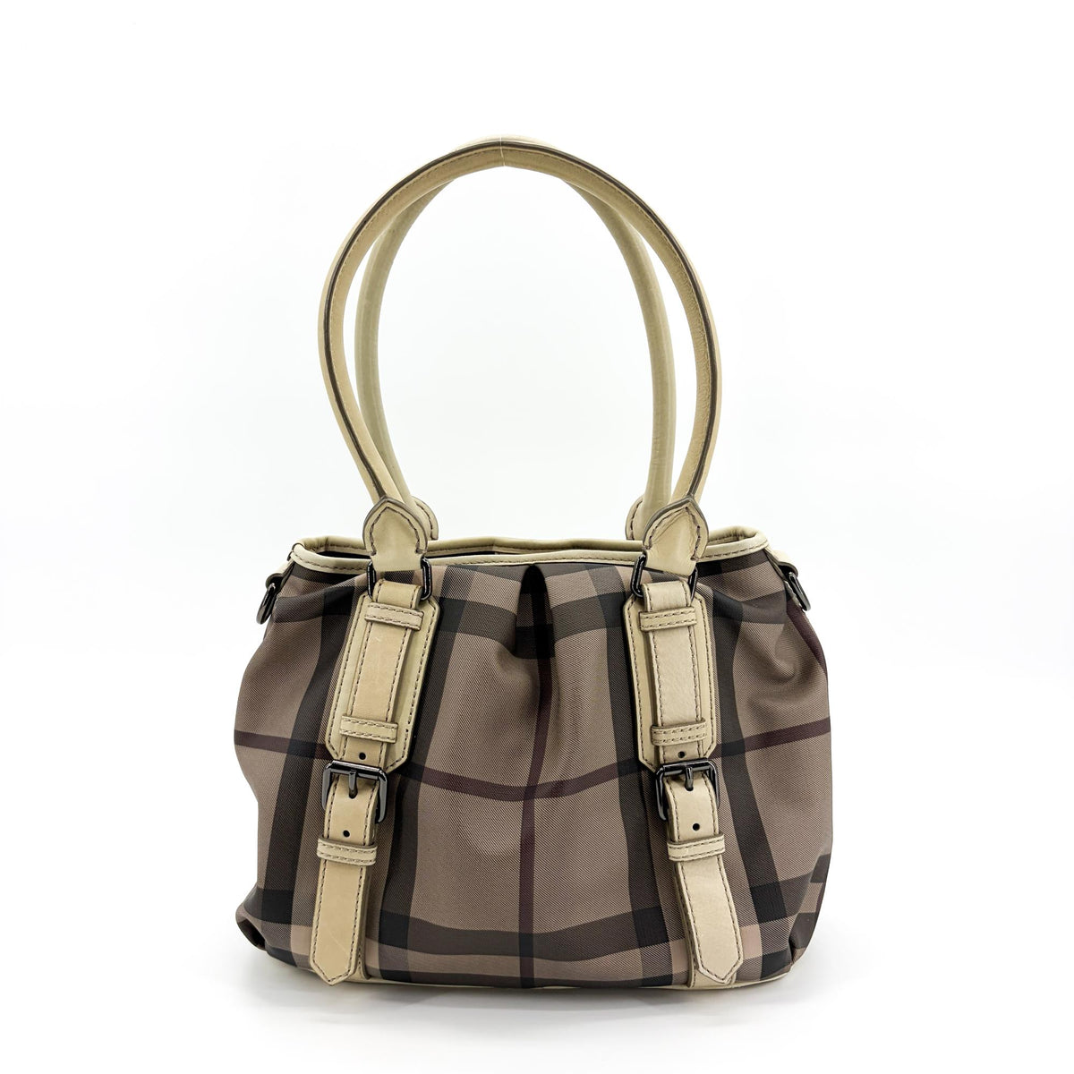 Burberry Manor Quilted Leather Black Canvas Handbag (Pre-Owned)