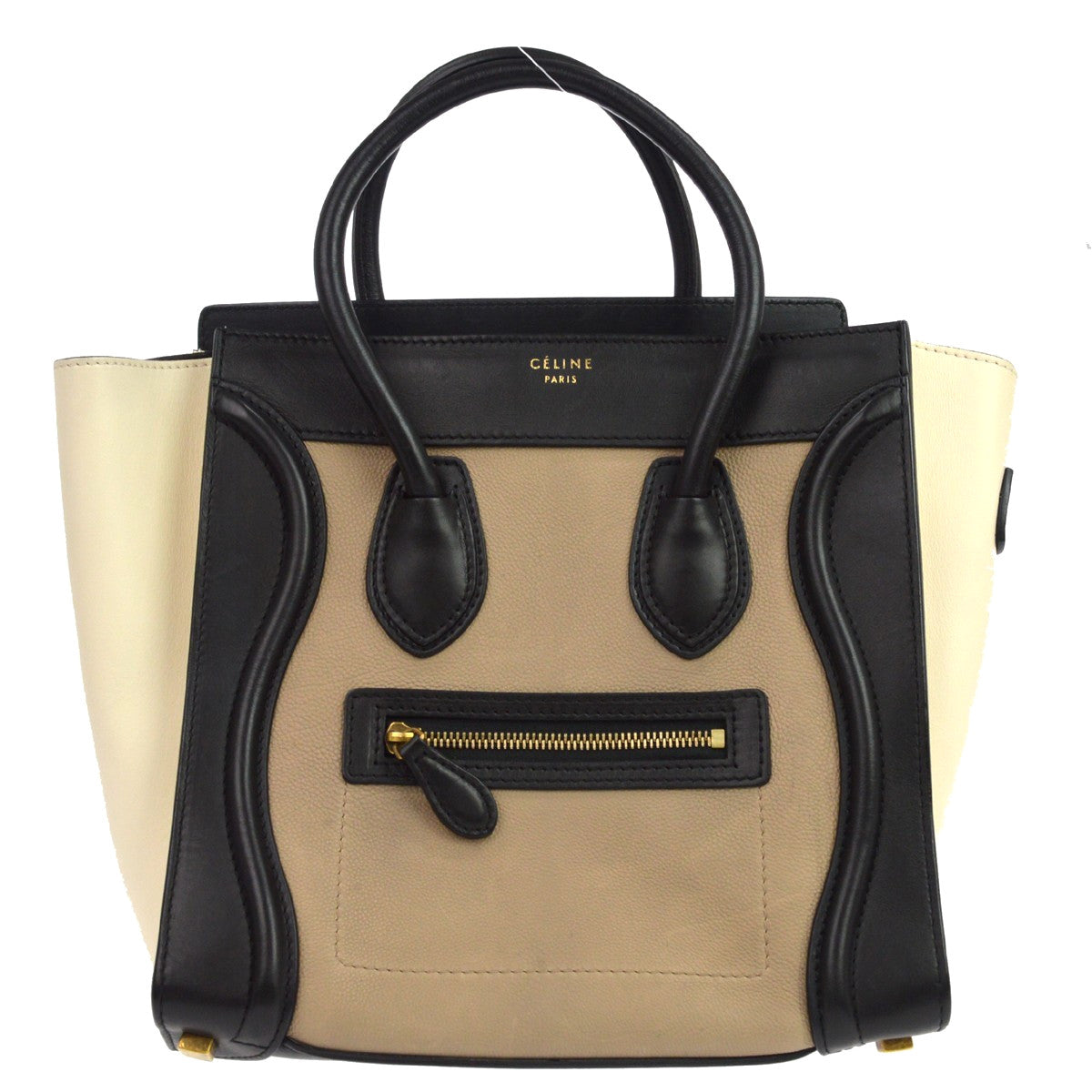 Celine Tricolor Luggage Leather Beige Leather Handbag (Pre-Owned)