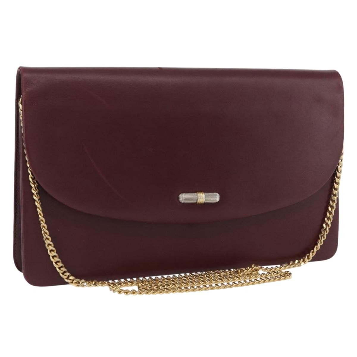 Christian Dior Vintage Chain Flap Leather Burgundy Leather Shoulder Bag Bag (Pre-Owned)
