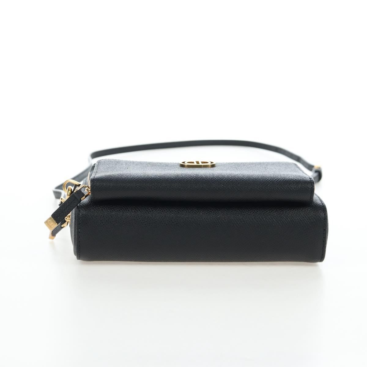 Christian Dior Caro Double Leather Black Leather Crossbody Bag Bag (Pre-Owned)