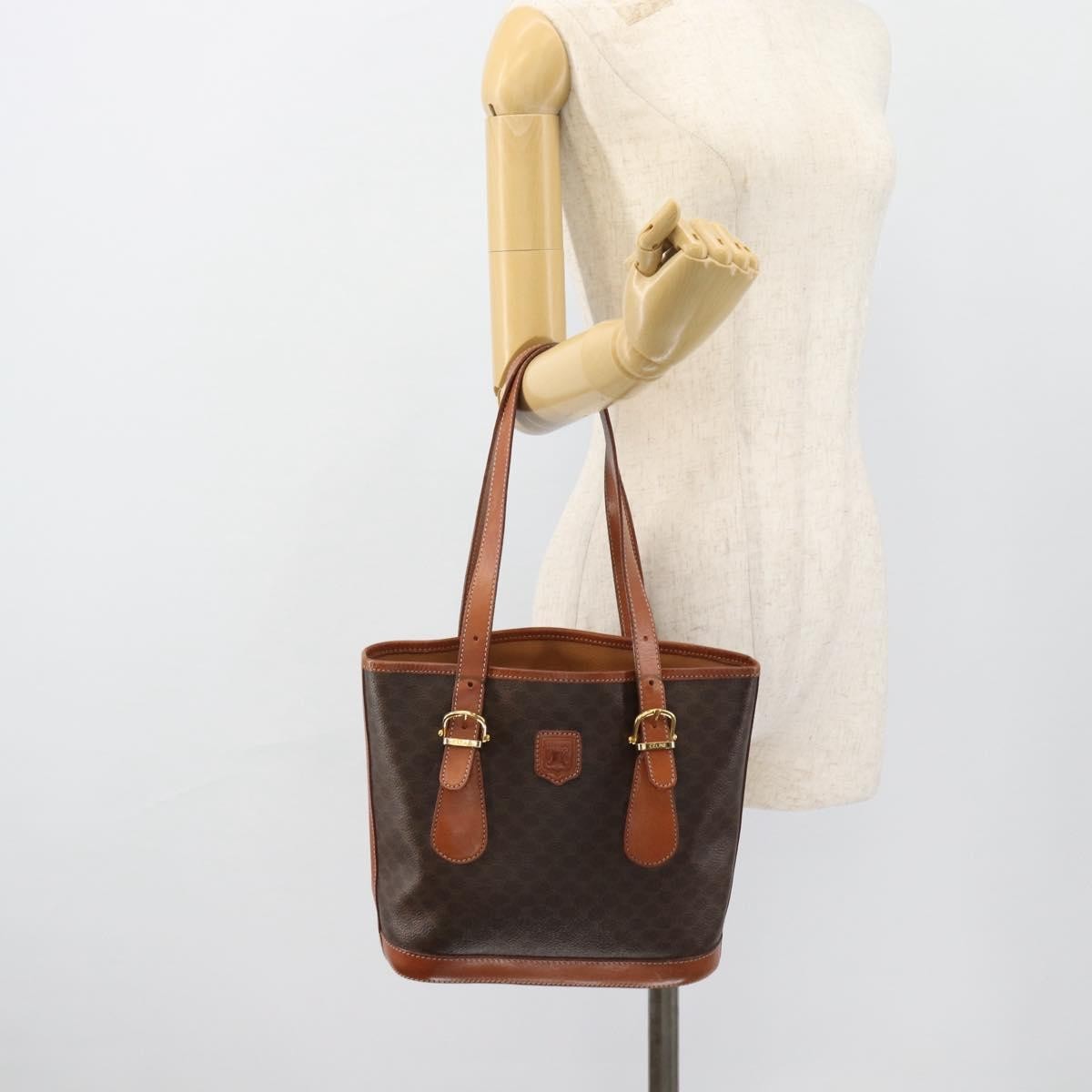 Celine Vintage Macadam Canvas And Leather Brown Canvas Tote Bag Bag (Pre-Owned)