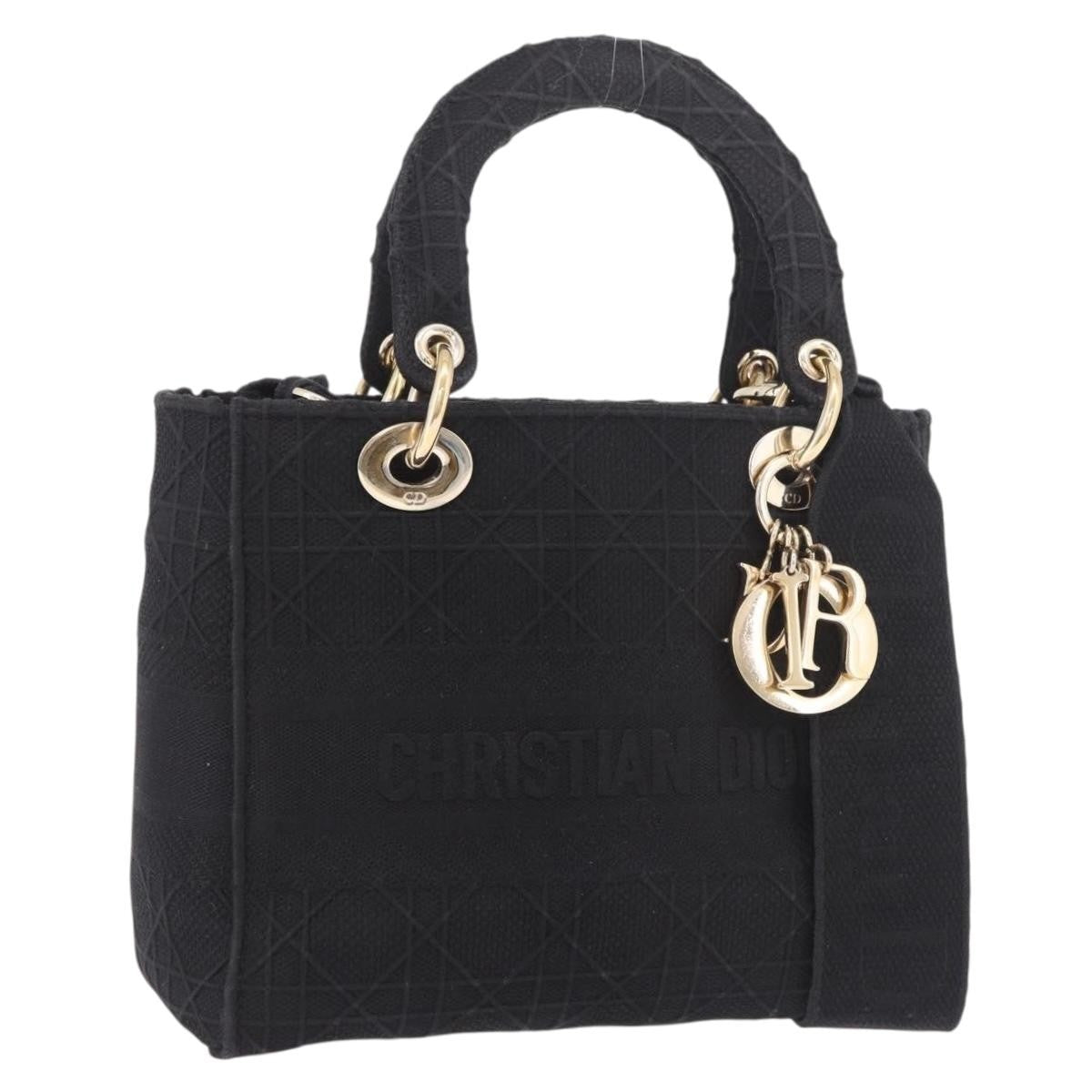 Christian Dior Lady Dior Black Canvas Handbag (Pre-Owned)