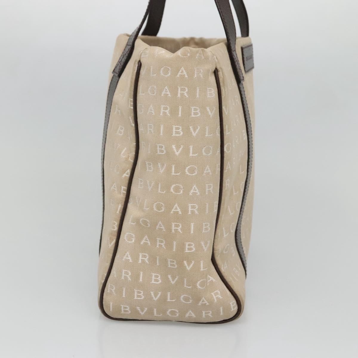 Bvlgari B.Zero1 Logomania Canvas With Leather Beige Canvas Tote Bag Bag (Pre-Owned)