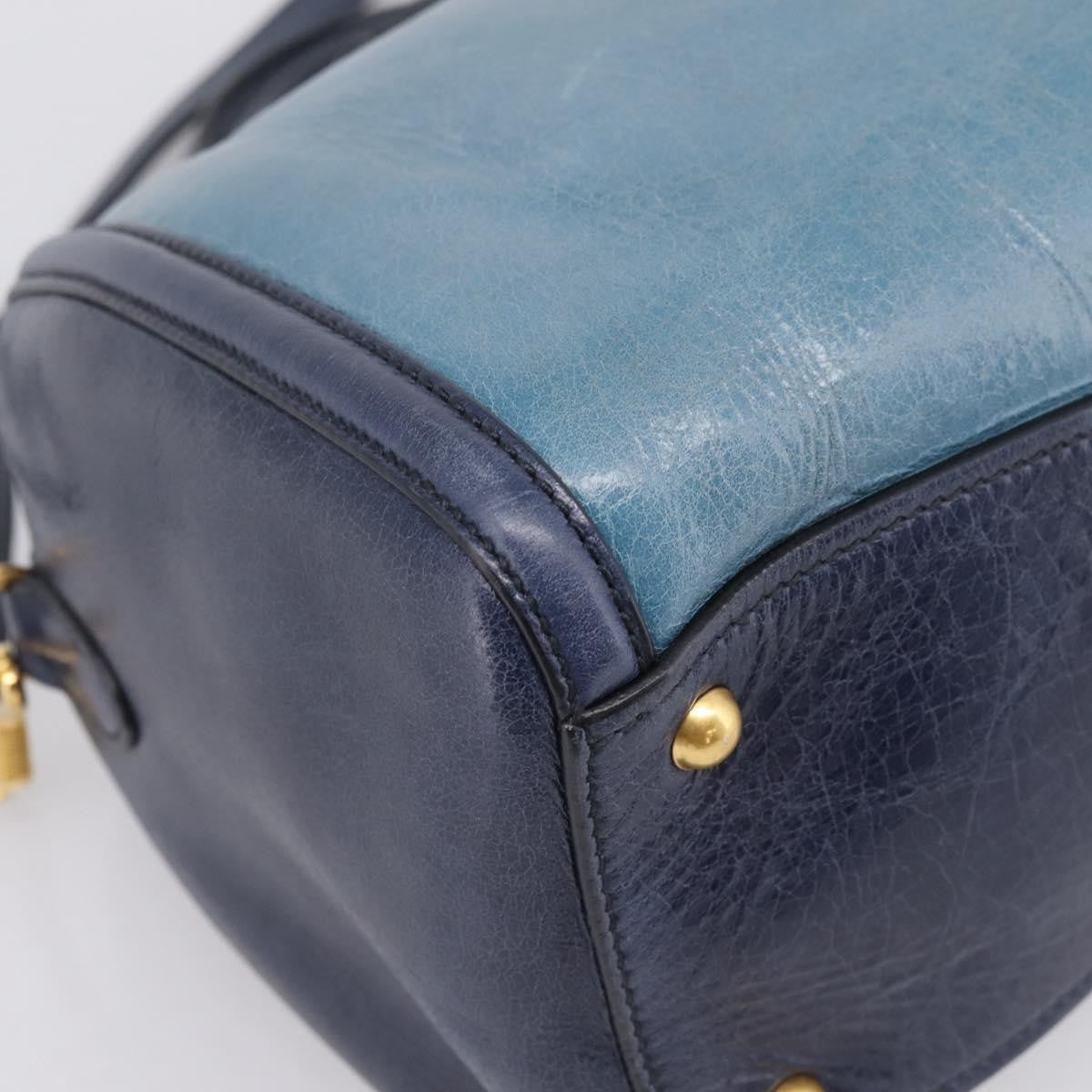 Miu Miu Beau Top Handle Leather Navy Leather Handbag (Pre-Owned)