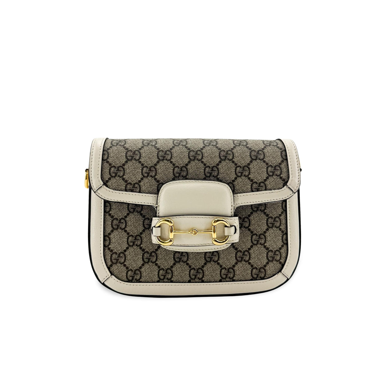 Gucci Horsebit 1955 Gg Coated Canvas With Leather White Canvas Shoulder Bag Bag (Pre-Owned)