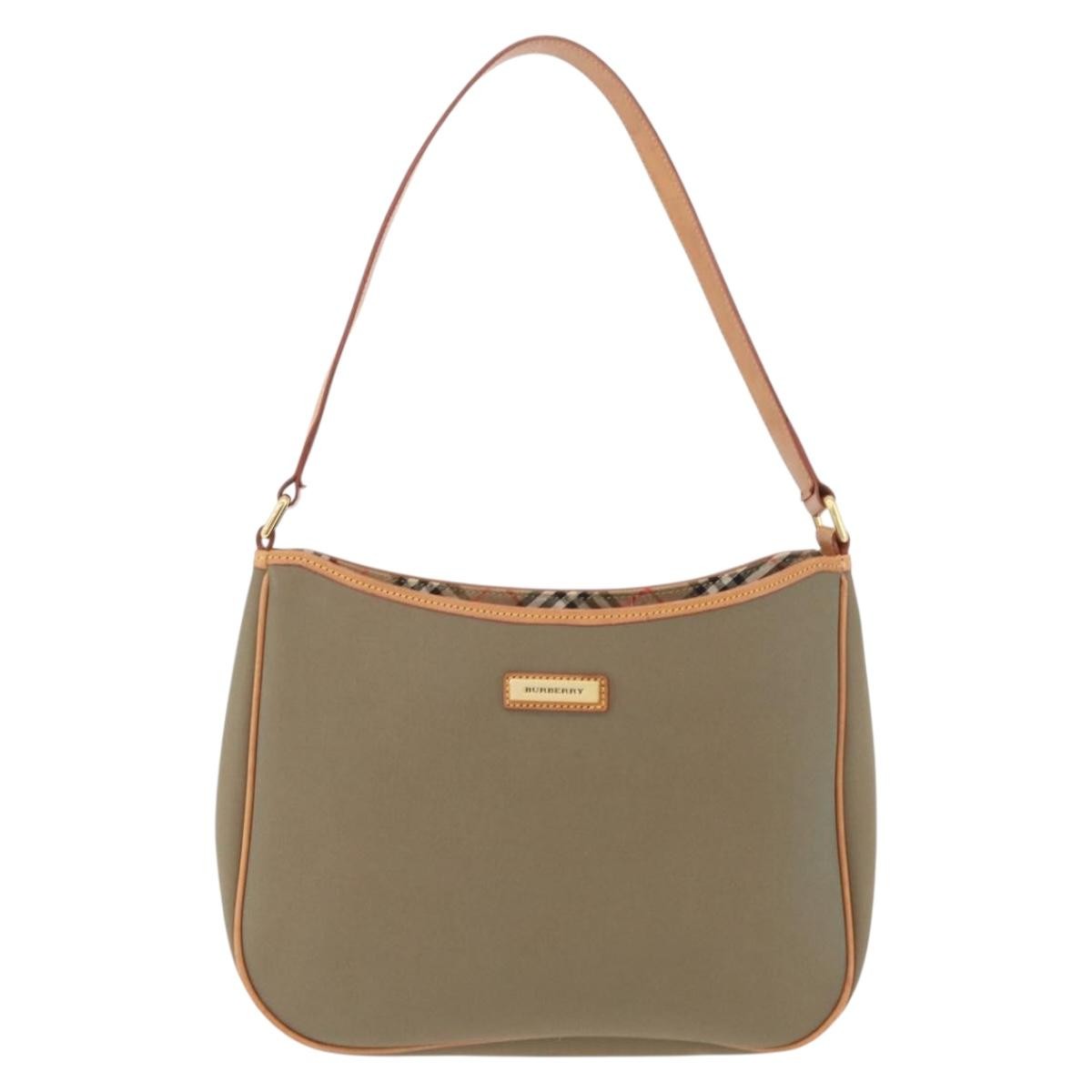 Burberry Shoulder Bag Nova Check Coated Canvas Khaki Canvas Shoulder Bag Bag (Pre-Owned)