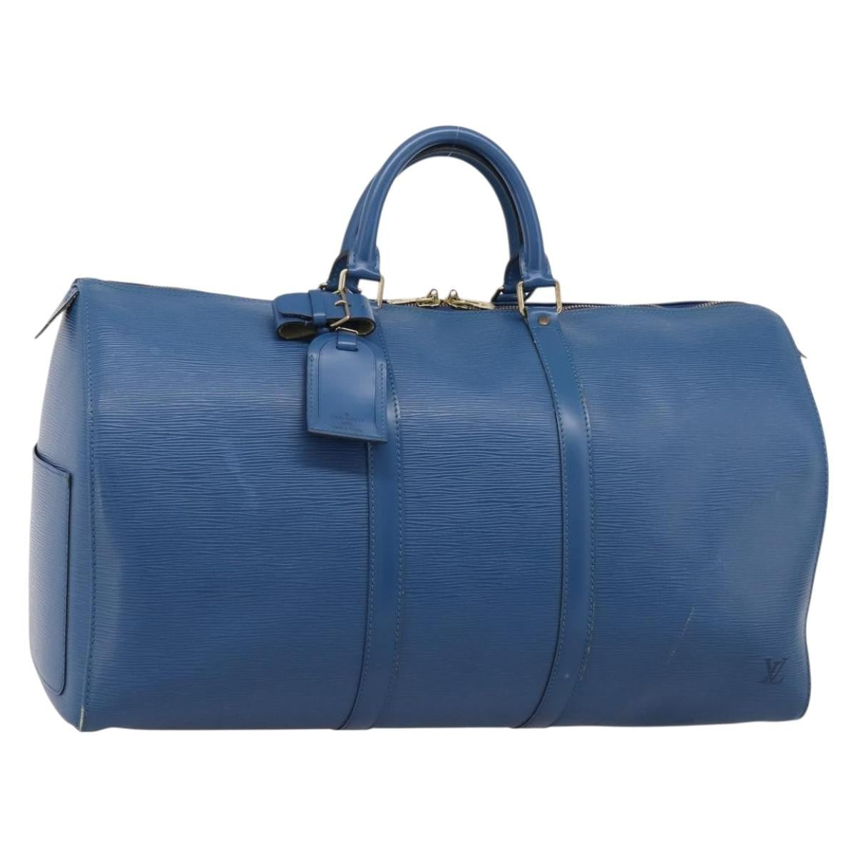 Louis Vuitton Keepall Epi Leather Blue Leather Travel Bag Bag (Pre-Owned)