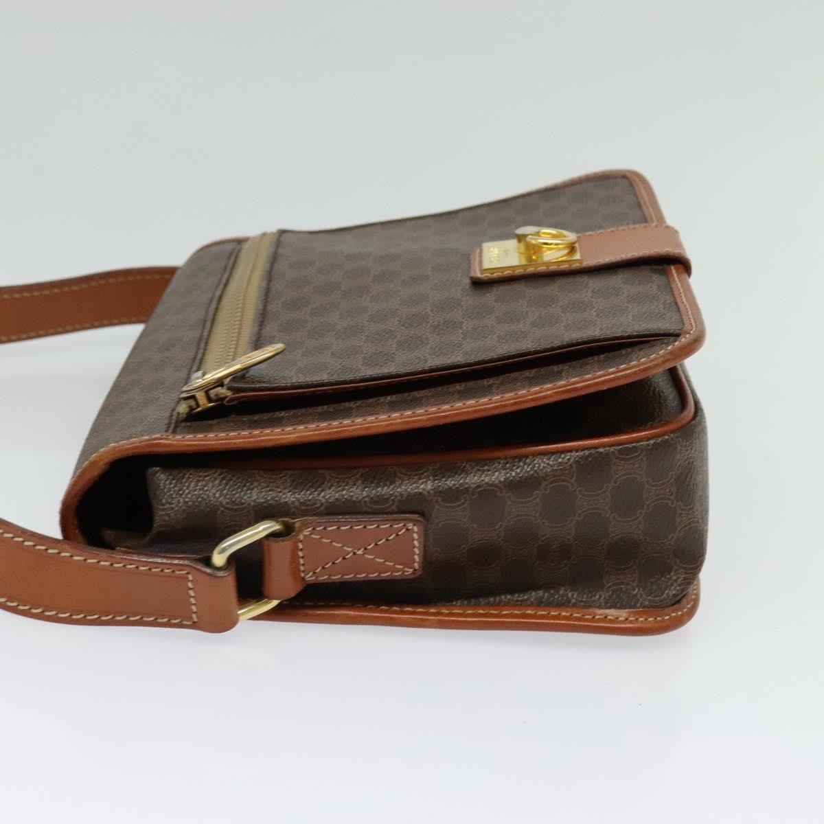 Celine Vintage Macadam Canvas And Leather Brown Canvas Shoulder Bag Bag (Pre-Owned)