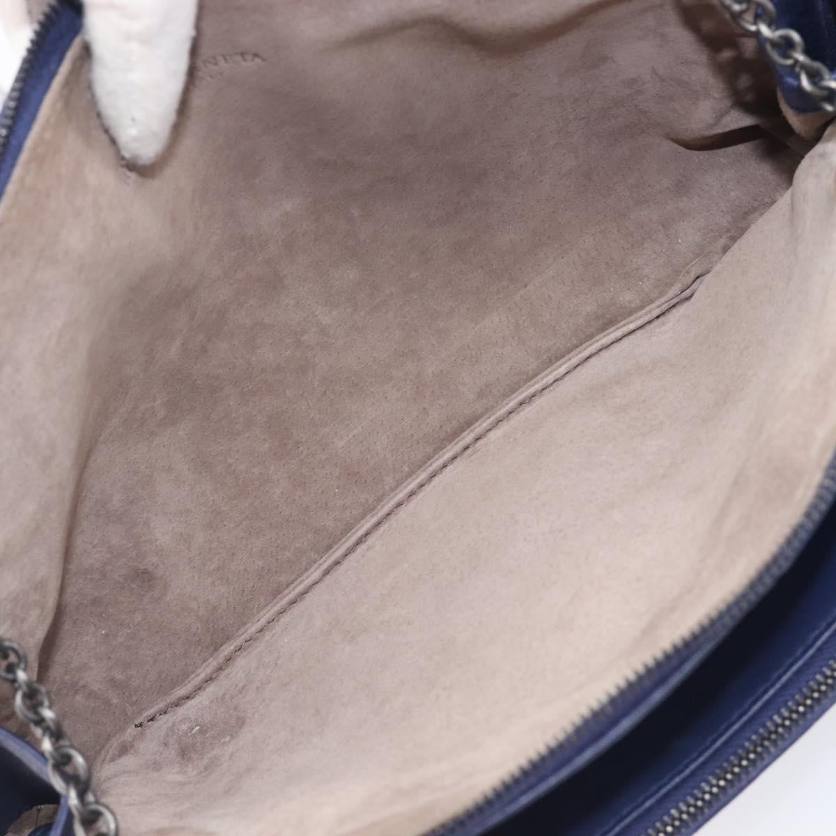 Bottega Veneta Compartment Chain Intrecciato Nappa Blue Leather Shoulder Bag Bag (Pre-Owned)
