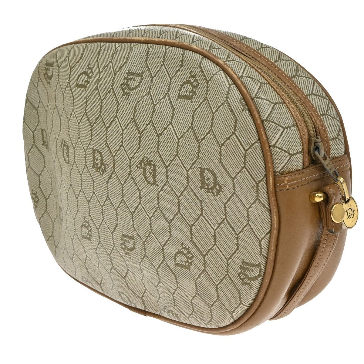 Christian Dior Vintage Honeycomb Canvas Beige Canvas Shoulder Bag Bag (Pre-Owned)