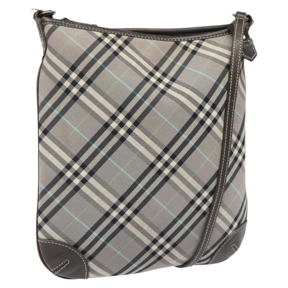 Burberry Nova Check Blue Label Nylon Gray Nylon Shoulder Bag Bag (Pre-Owned)