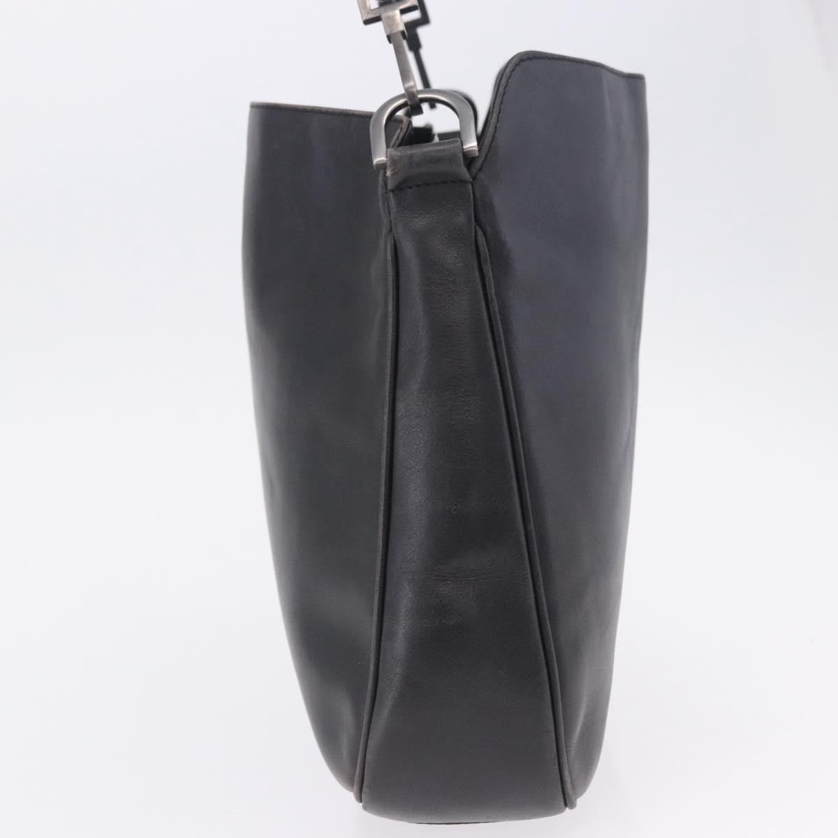 Gucci Vintage Bamboo Handle Open Hobo Leather Black Leather Shoulder Bag Bag (Pre-Owned)