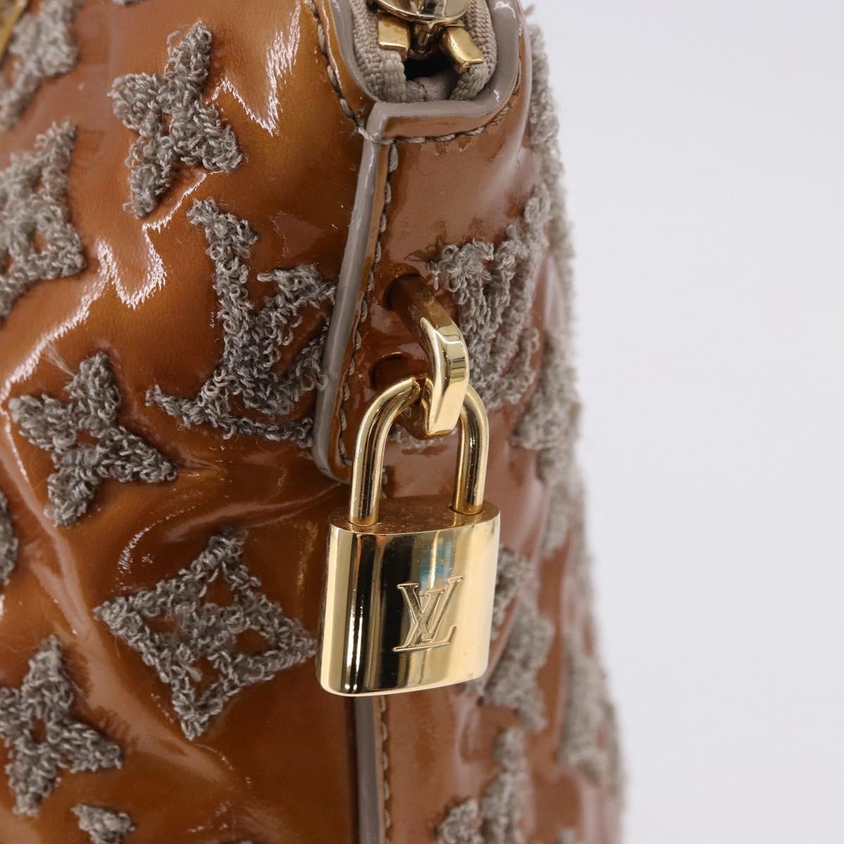 Louis Vuitton Fascination Lockit Patent Lambskin Brown Pearl Handbag (Pre-Owned)