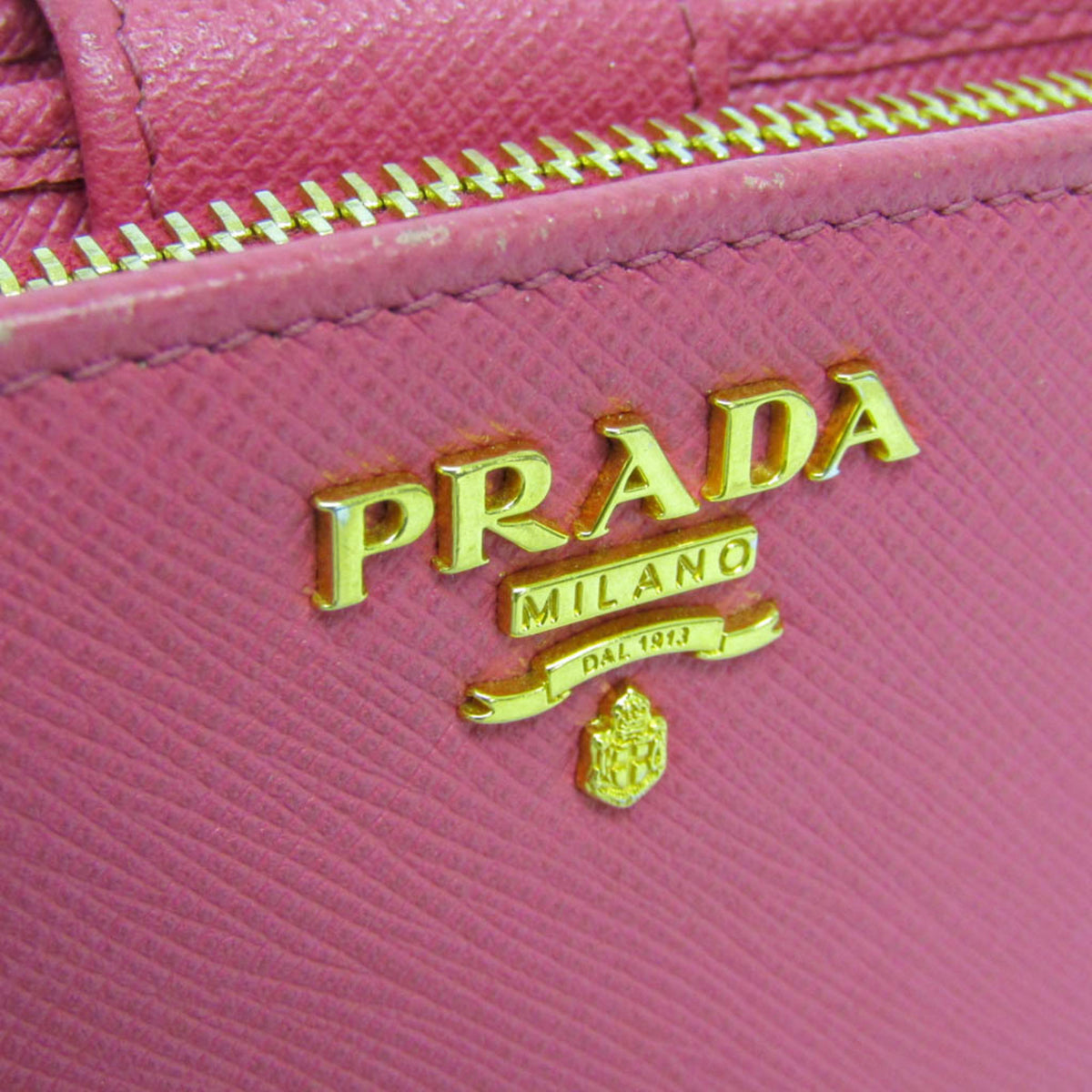 Prada Tab Bifold Saffiano Leather Pink Leather Wallets Accessory (Pre-Owned)