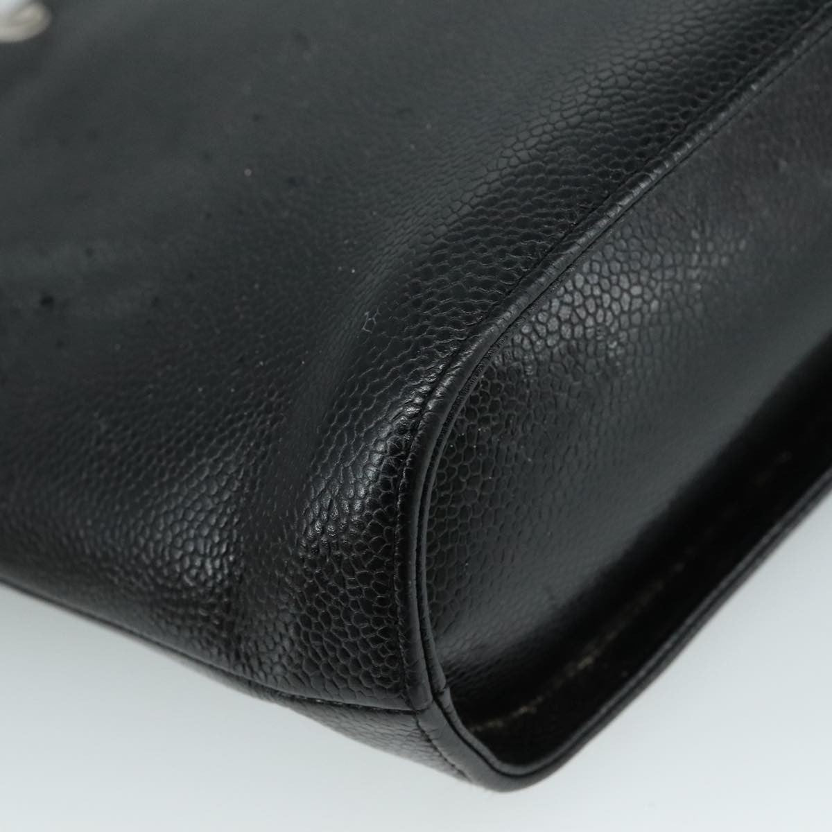 Chanel Vintage Tote Leather Black Leather Tote Bag Bag (Pre-Owned)
