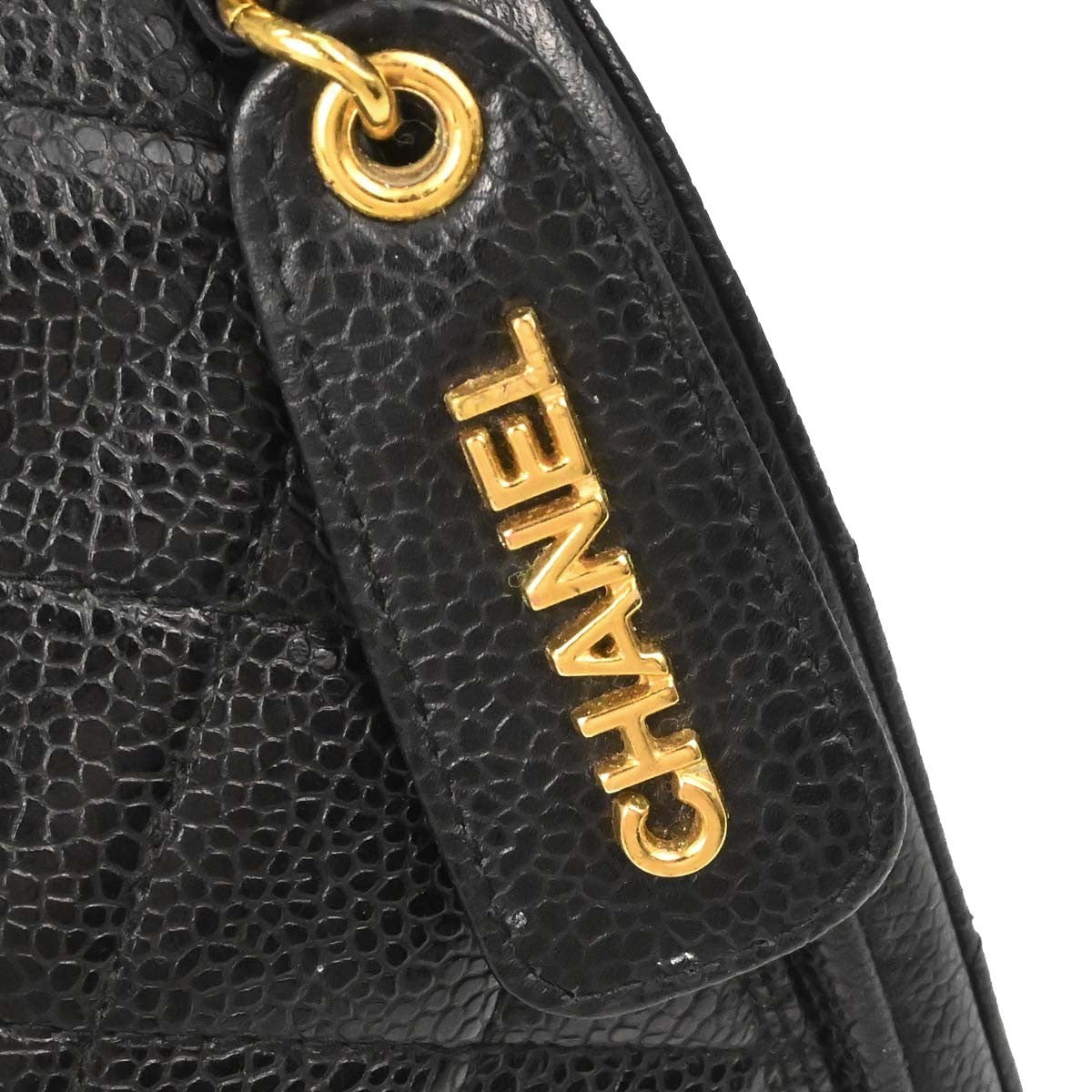 Chanel Vintage Zip Belt Quilted Caviar Black Leather Shoulder Bag Bag (Pre-Owned)