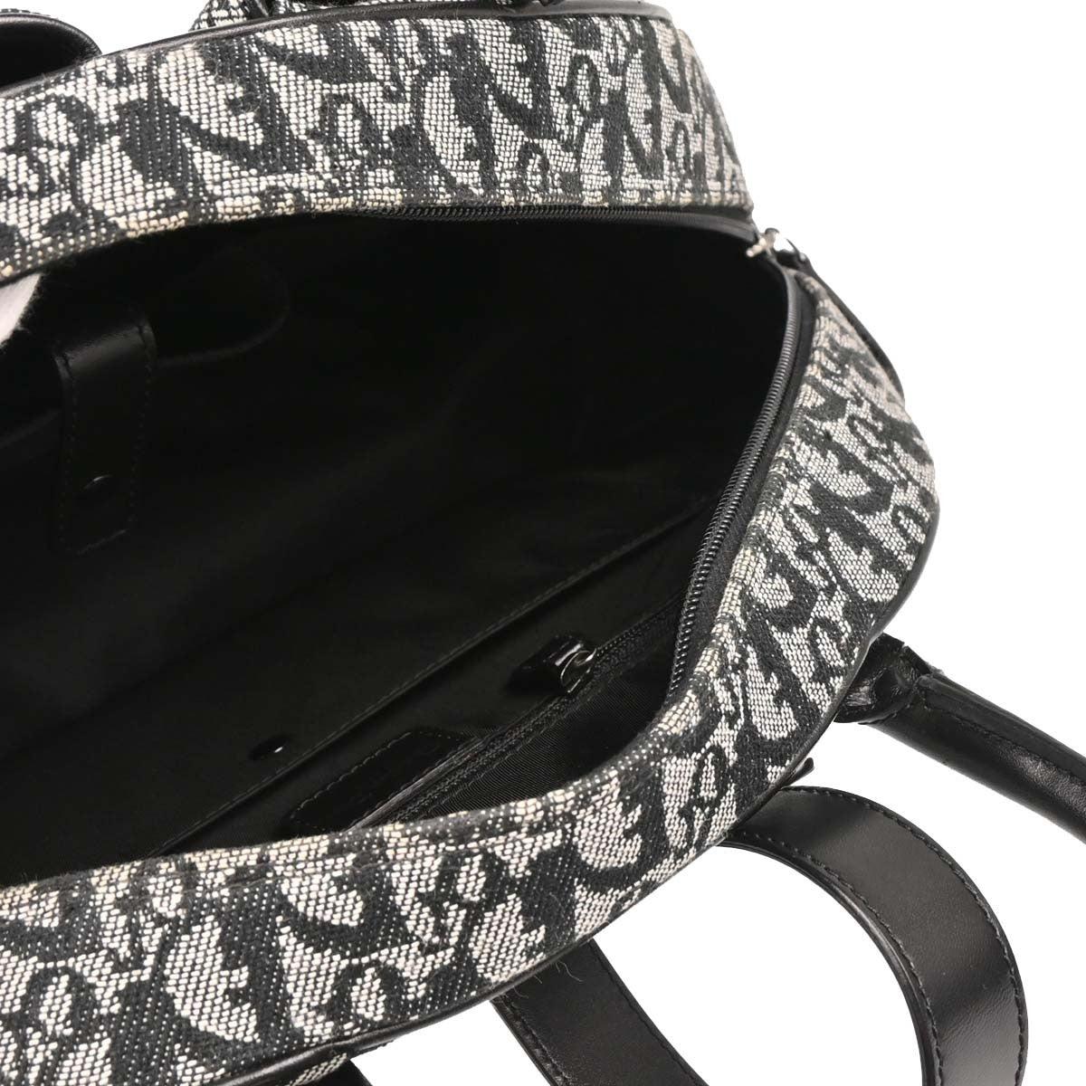Christian Dior Vintage Saddle Bowler Diorissimo Canvas Black Canvas Handbag (Pre-Owned)