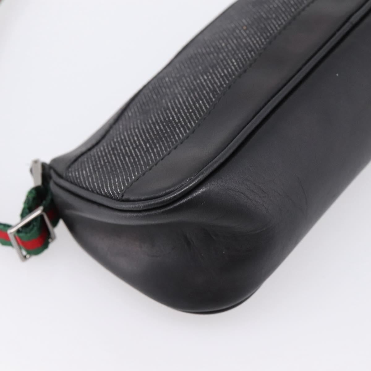 Gucci Web Sherry Line Accessory Pouch Denim & Leather Black Canvas Clutche & Pouche Bag (Pre-Owned)