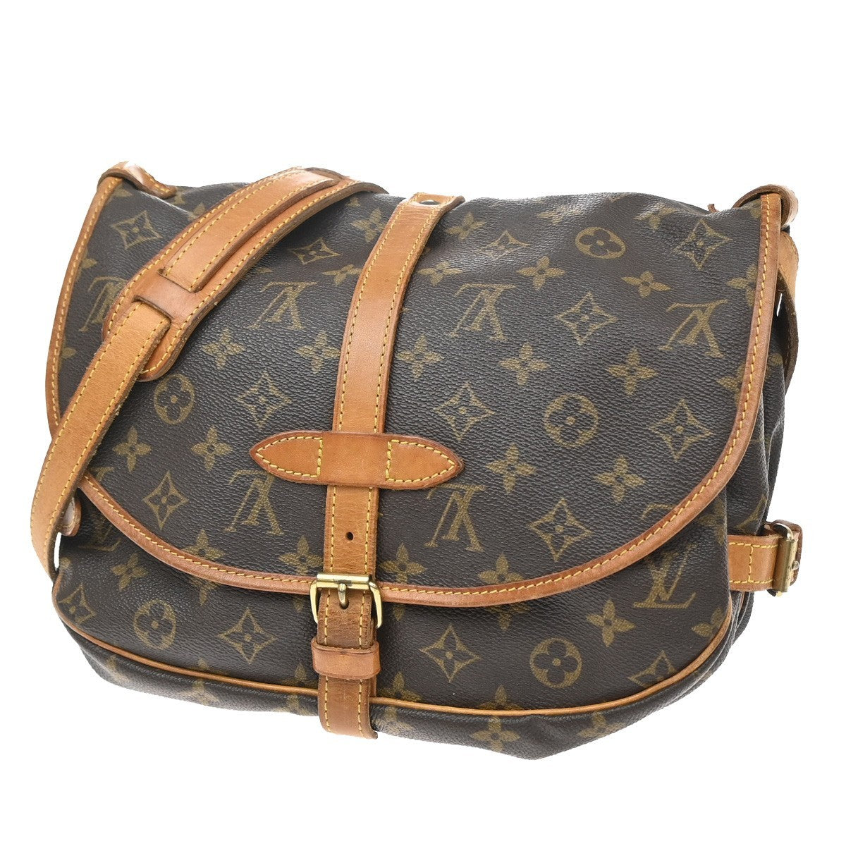 Louis Vuitton Saumur Monogram Brown Canvas Shoulder Bag Bag (Pre-Owned)