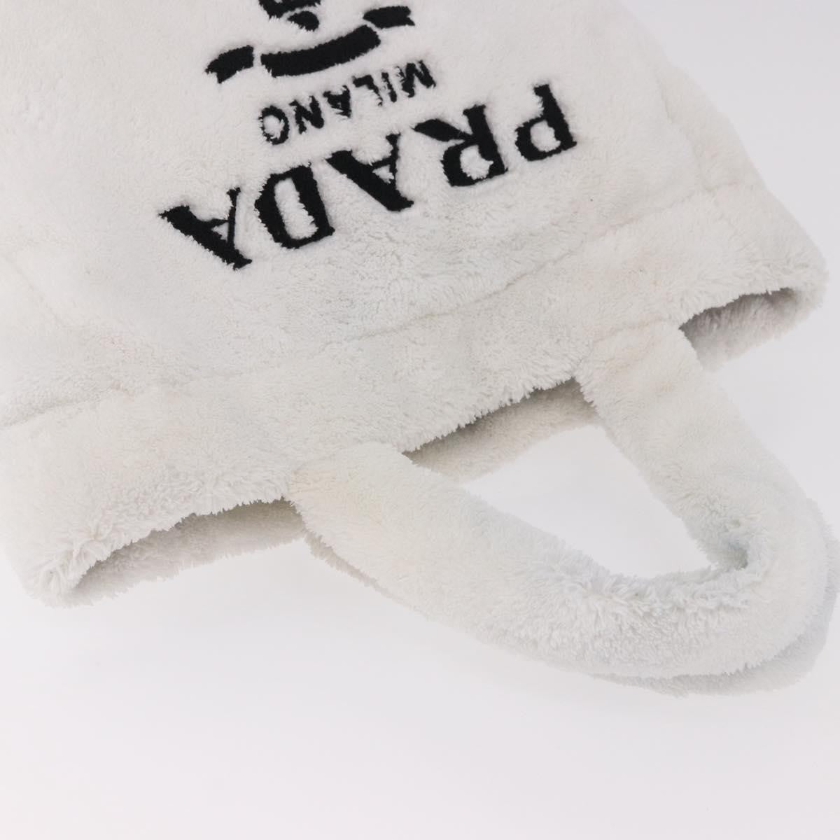 Prada Logo Terry Cloth White Cloth Tote Bag Bag (Pre-Owned)