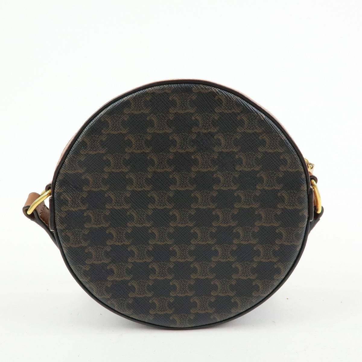Celine Round Purse On Strap Triomphe Coated Canvas Brown Canvas Crossbody Bag Bag (Pre-Owned)
