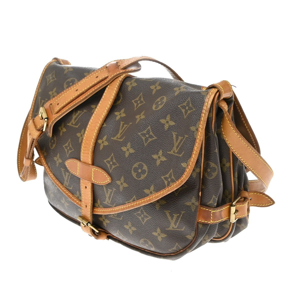 Louis Vuitton Saumur Monogram Brown Canvas Shoulder Bag Bag (Pre-Owned)
