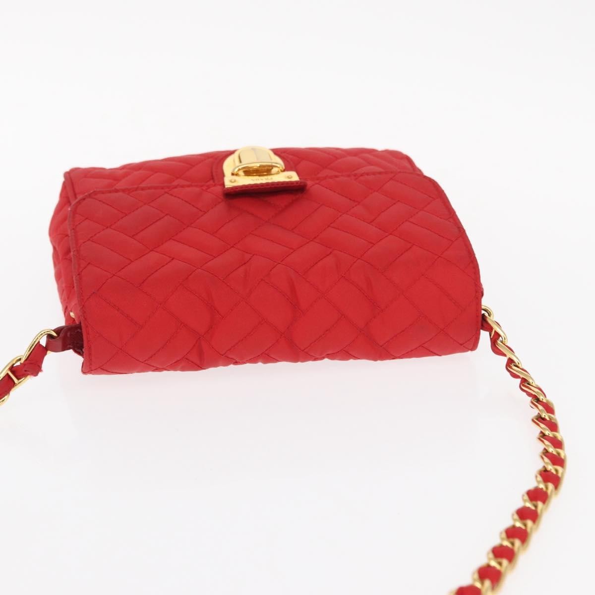 Prada Pushlock Chain Flap Quilted Tessuto Red Nylon Shoulder Bag Bag (Pre-Owned)