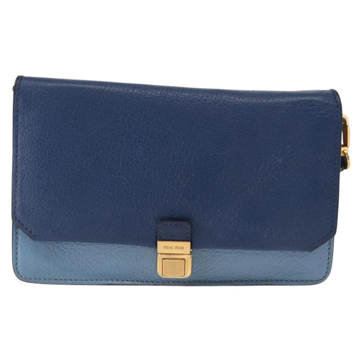 Miu Miu Shoulder Leather Blue Leather Shoulder Bag Bag (Pre-Owned)