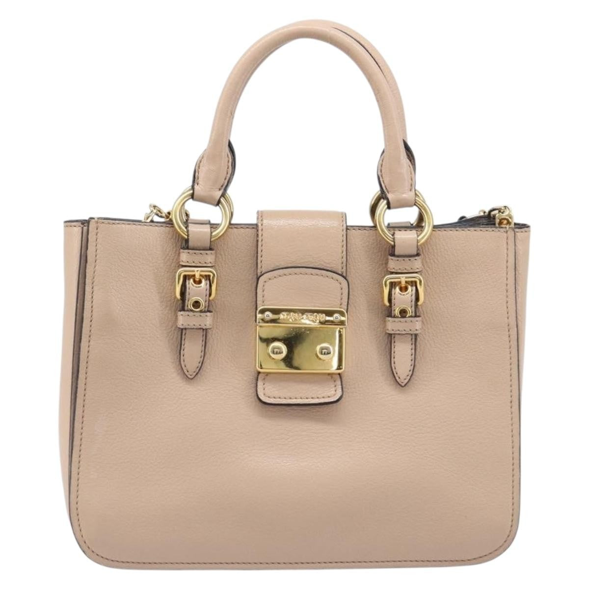 Miu Miu Madras Convertible Lock Leather Pink Leather Tote Bag Bag (Pre-Owned)