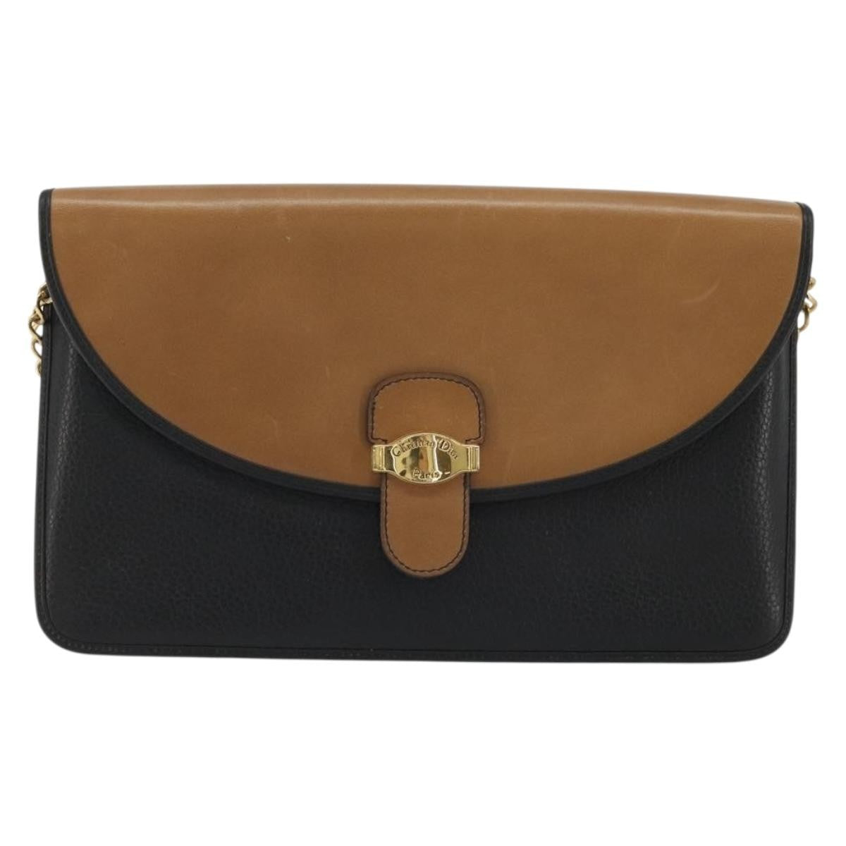 Christian Dior Flap Shoulder Leather Black Leather Shoulder Bag Bag (Pre-Owned)