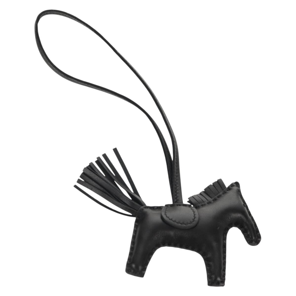 Hermes So Black Grigri Rodeo Bag Charm Leather Black Leather Charms And Keychains Accessory (Pre-Owned)