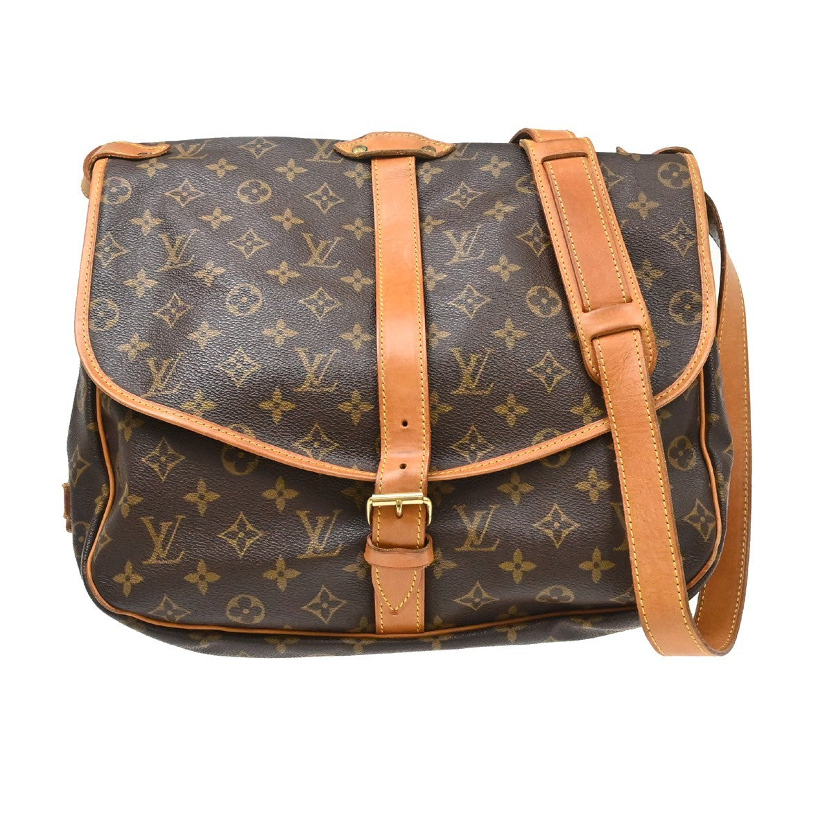 Louis Vuitton Saumur Monogram Canvas Brown Canvas Shoulder Bag Bag (Pre-Owned)
